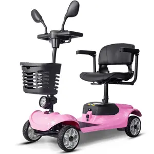 4-Wheel Mobility Scooter for Adults Seniors, 250W Foldable Travel Electric Wheelchair, 330 lbs Heavy Duty Capacity, 12.4 Miles Long Range Motorized Scooter w/ Basket & LED Headlight