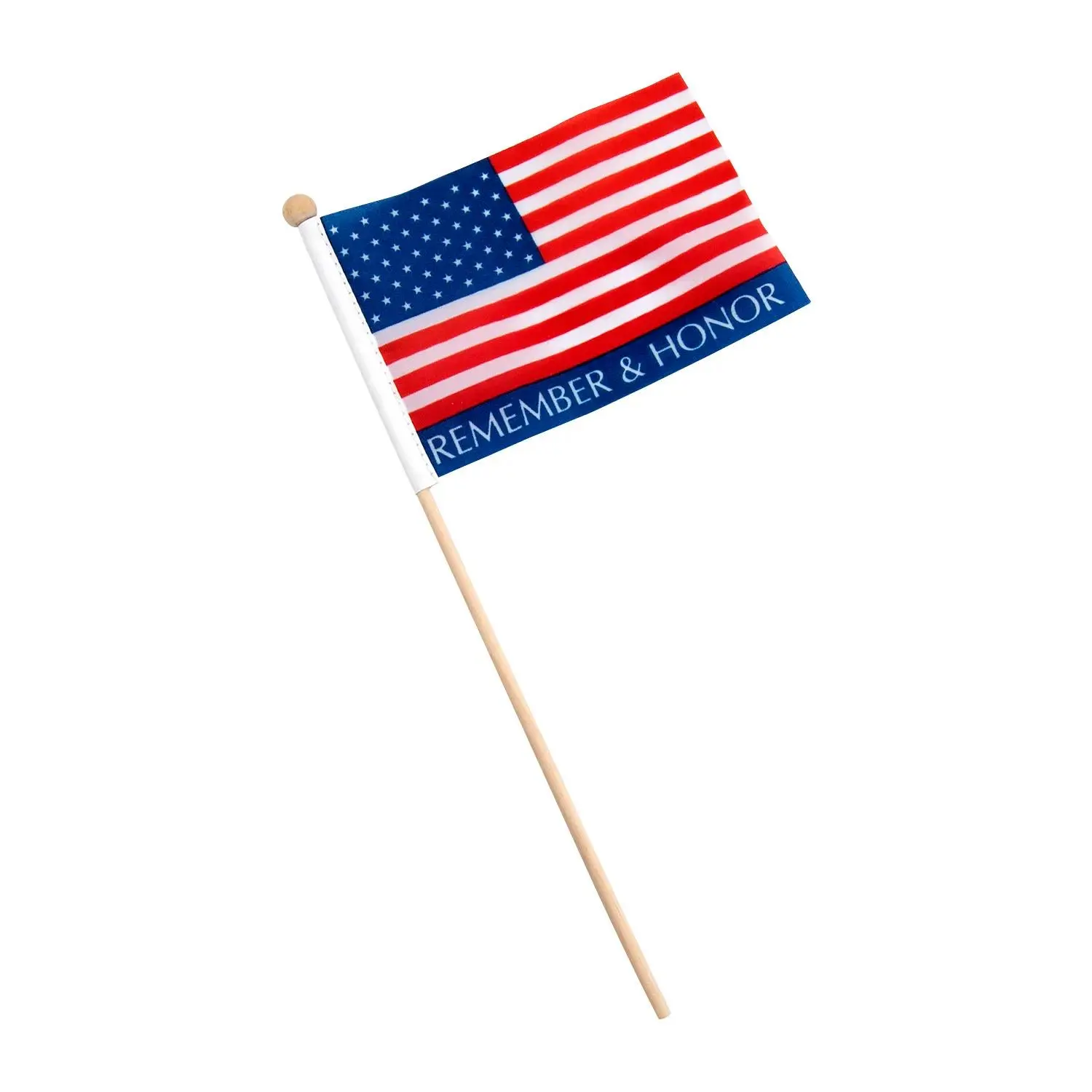 Wooden Sticks Memorial Day Wooden Flags - 12 Pc 6"x4" Cloth American Flags for Patriotic Display, Holiday Pride Decor