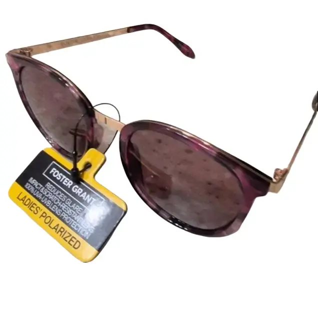Foster Grant Female Polarized Sunglasses - Pink Tortoiseshell Plastic Full Rim, Impact Resistant, New with Tags to Enhance Visibility