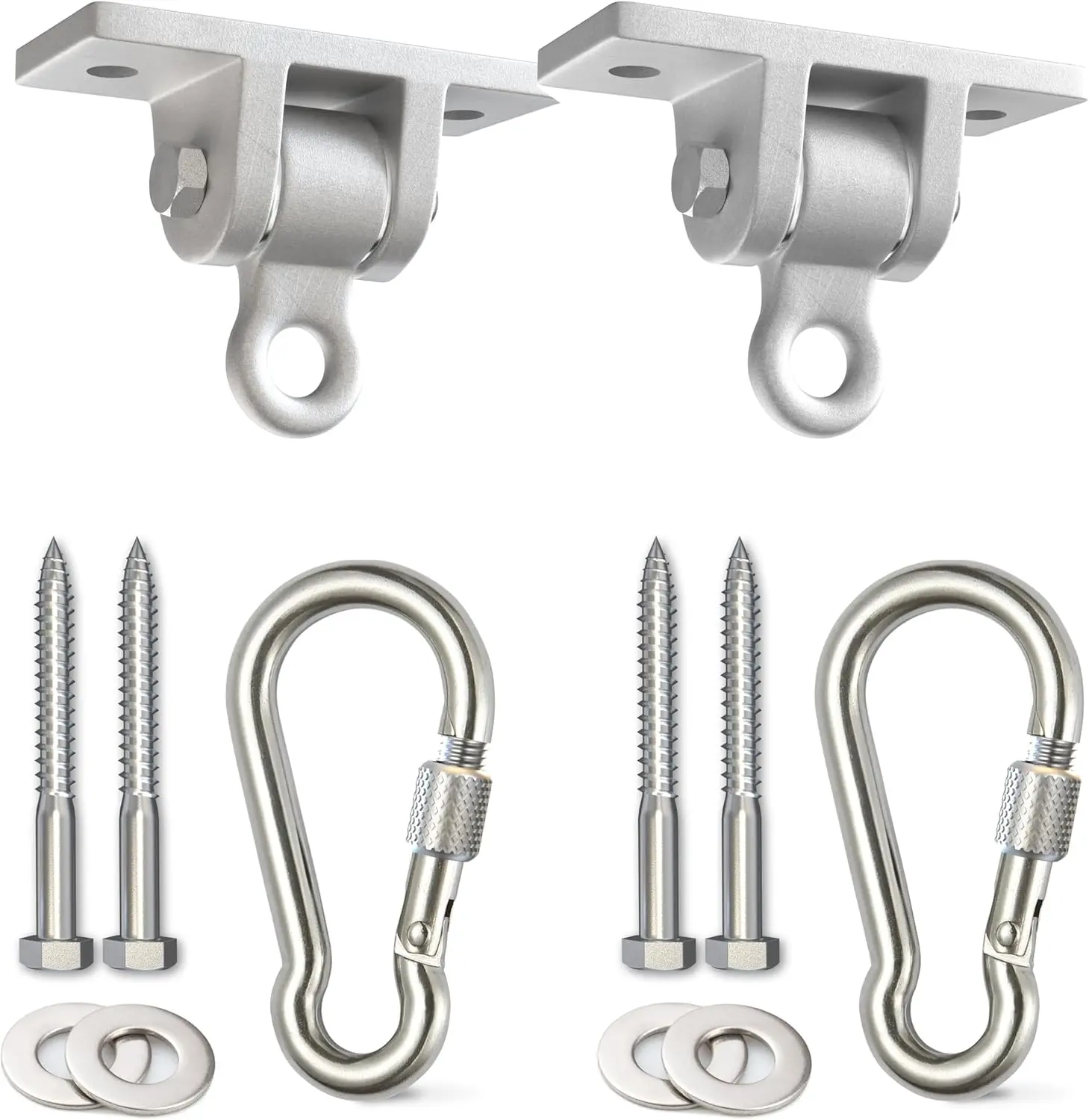 Swing Set Hangers - 2 Heavy Duty Brackets with Locking Snap Hooks for Porch, Patio, Playground - Indoor/Outdoor Hardware & Accessories No Brand