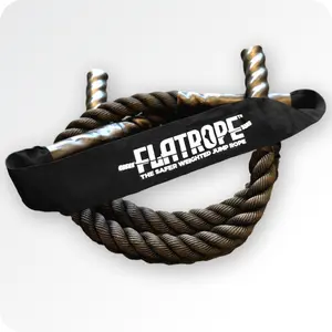 FLATROPE Black 120” Weighted Jump Rope 5LB Patented Flat Mesh Design for Safer HIIT, CrossFit & Boxing Training