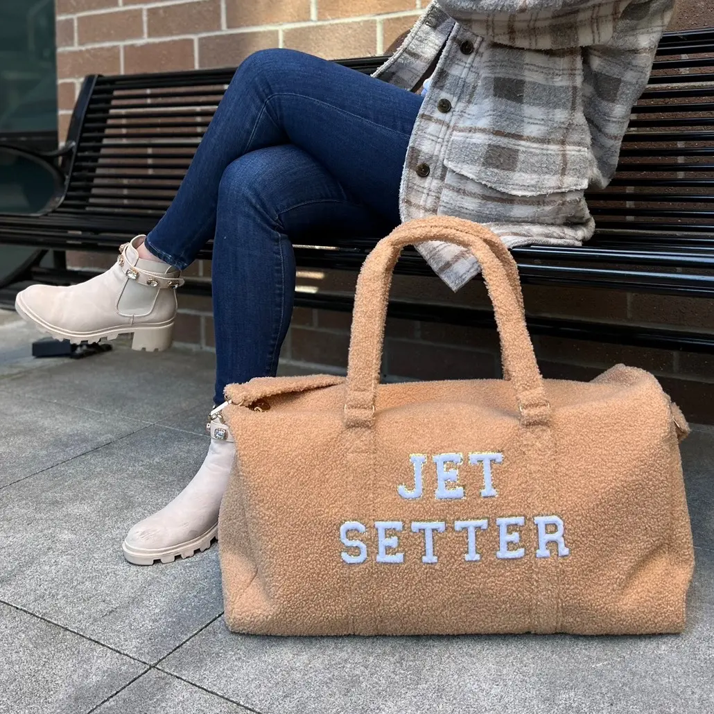 Sherpa Duffle Bag - Lightweight Travel Bag with Zip Closure, Removable Strap, Gold Closure, Ideal for Airport Use, Weekender Design