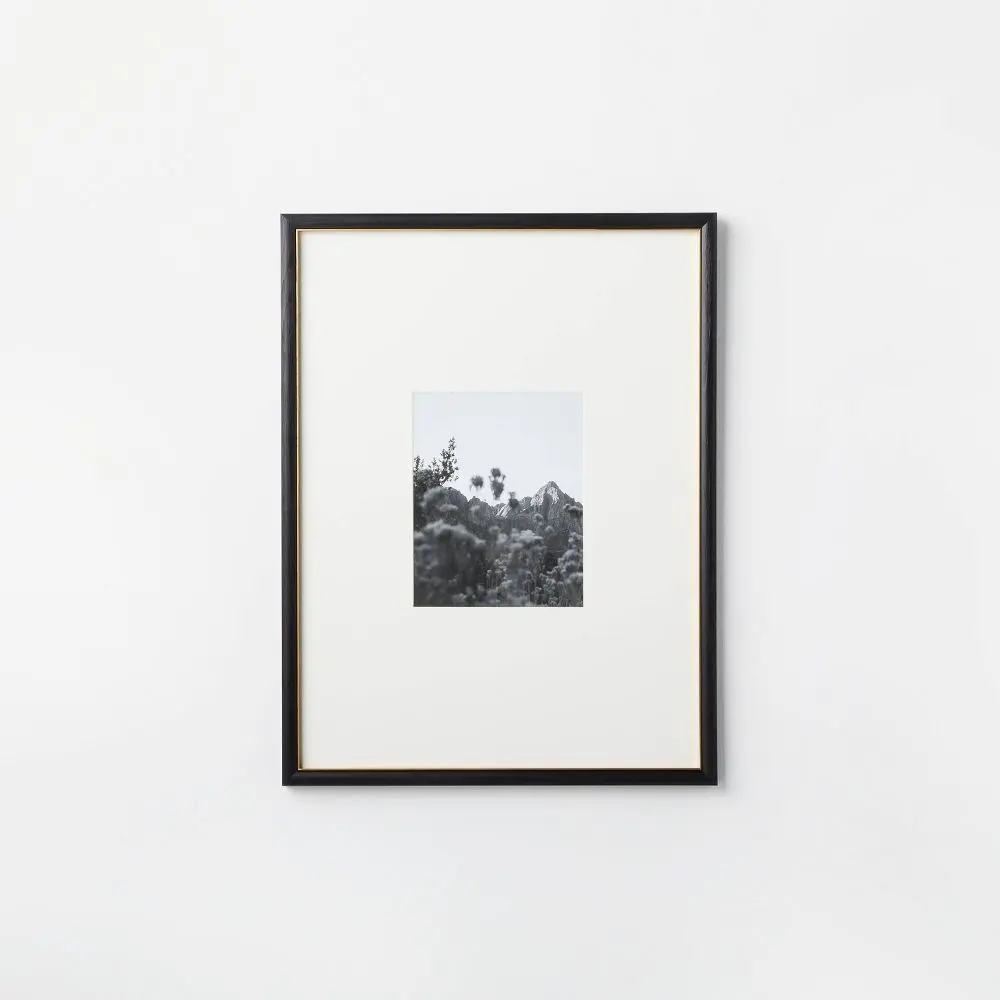 8"x10" Wood Photo Frame, Black-Brass Gallery Wall Decor, Hanging-Mount Design by Threshold with Studio McGee