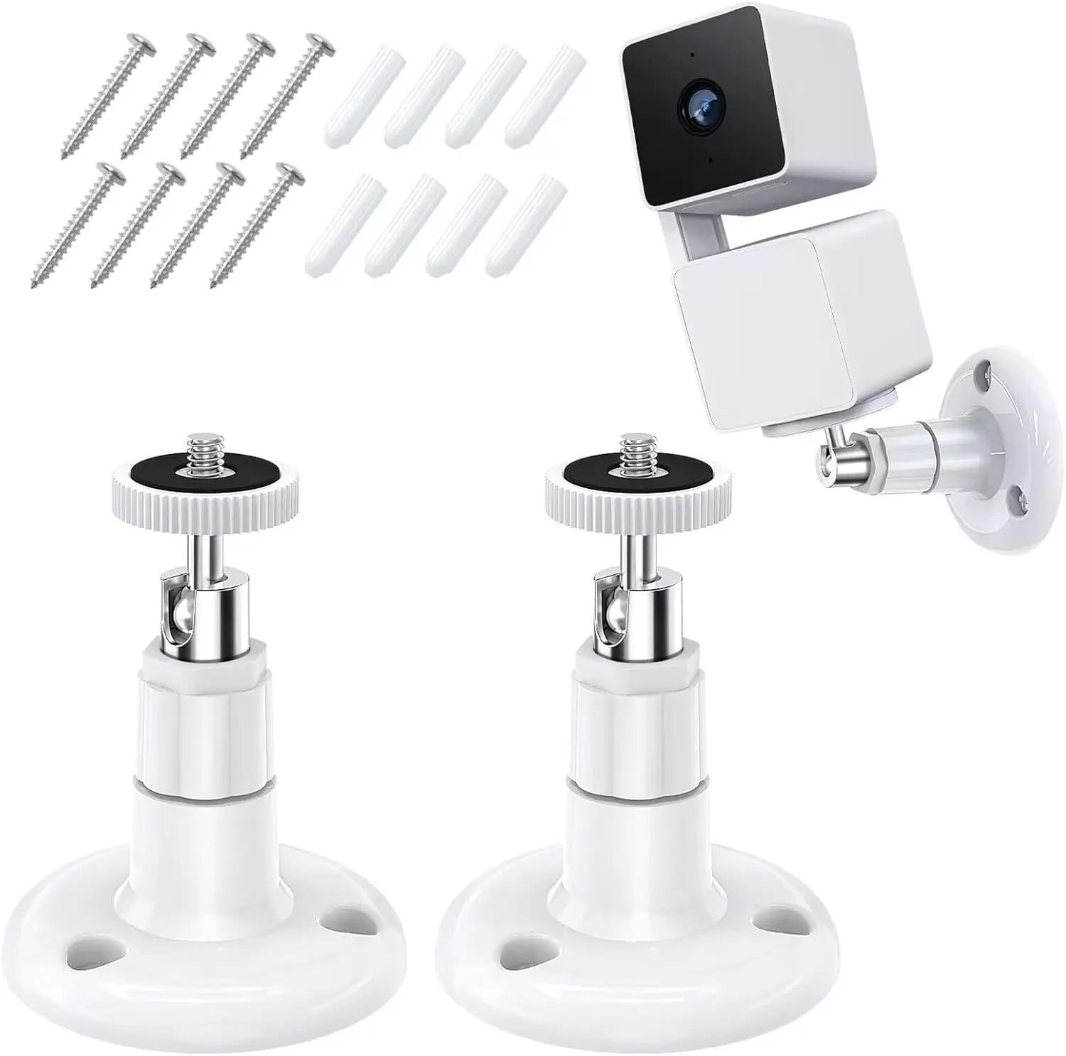 Fastsnail Wall Mount Compatible with Wyze Cam Pan V3 & Wyze Cam V4/V3 & Wyze Cam Outdoor/Indoor, 360 Degree Swivel Adjustable Bracket for Wyze Cam and Other Camera with Same Interface 2 Pack FastSnail