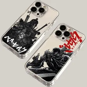 Anime Berserk Phone Case for iPhone 16 15 14 Plus 13 12 iPhone16 iPhone13 Pro Max X Xs XR Clear Soft Capa Cover Cellphone