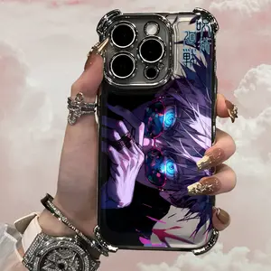 Anime Jujutsus Kaisens Gojo Plating Case for iPhone 17 Air 16 15 14 13 12 11 Pro Max Plus Anti-Fall Airabag Back Cover