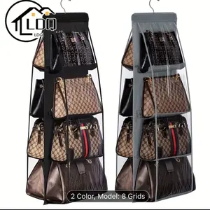 TLLDO 2 Pack Hand Bag Storage Organizer Purse Hanger Model 8 Grids 2 Color Clear View Hanging Rack for Closet Organization