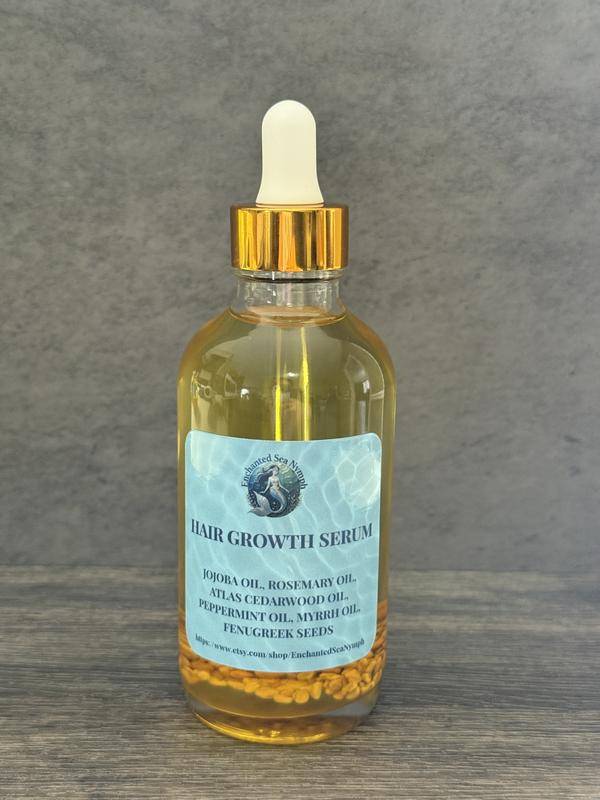 Enchanted Sea Nymph Hair Growth Serum 2 oz - Botanical Natural Hair Strengthening Treatment with Jojoba Peppermint Fenugreek Rosemary Myrrh Atlas Cedar Wood