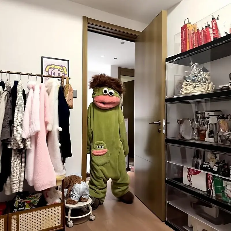 Cartoon Big Mouth Monster Cute Funny Onesie Pajamas Thickened Coral Fleece Homewear For Couples Men Women Autumn Winter Pajamas