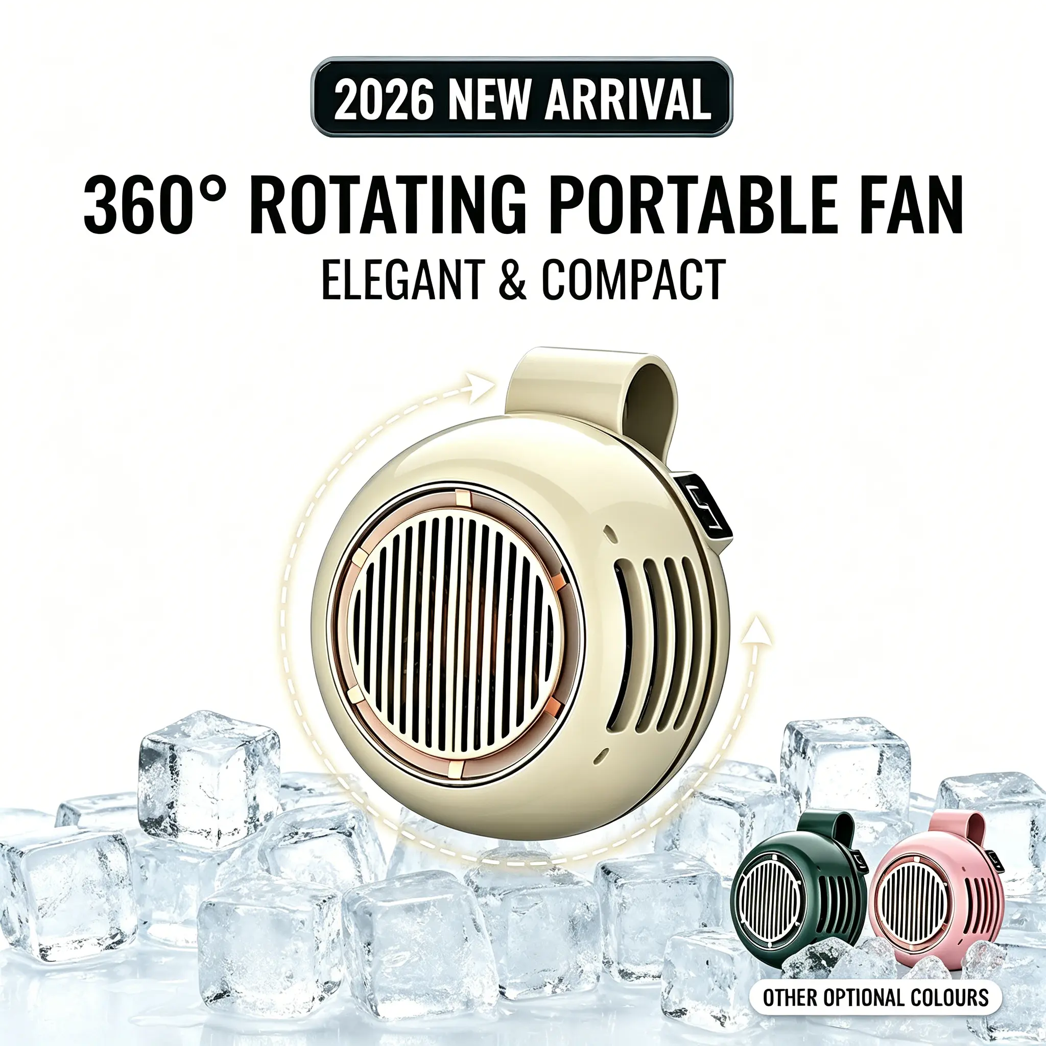 【2026 Upgraded Portable Silent Mini Bladeless Fan Clip On for Shirt & Waist】Rechargeable Small Fan, Adjustable 5-Speed Suspended Whirlwind 360° Rotatable Fans for Outdoor & Travel & Office, Travel Accessories, Summer Gift