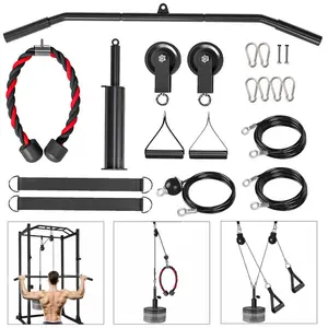 Weight Cable Pulley System for Home Gym with Universal Loading Pin for LAT Pull Down, Biceps Curl Workout, Red