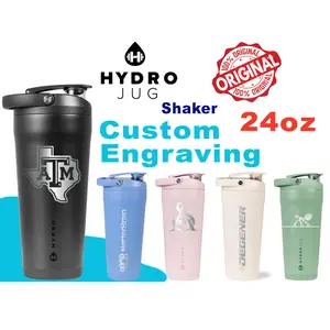 Hydro Jug 24oz Personalized Leakproof Shaker | Laser Engraved Stainless Steel | Premium Fitness & Sports Drinkware | Custom Vinyl Options Available