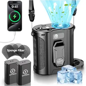[ ] Next-Gen AI Portable  Fan Clip  24000mAh, MAX 80H Runtime, 17000RPM  5 Speeds, Rechargeable Belt Fan with Filter Flashlight, Shirt Fans for Men Outdoors Travel - Black