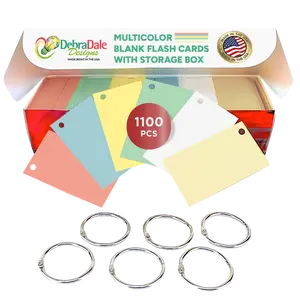 Mini Blank Index Cards 2x3.5 | 1,100 Count | Multi-Color Punched