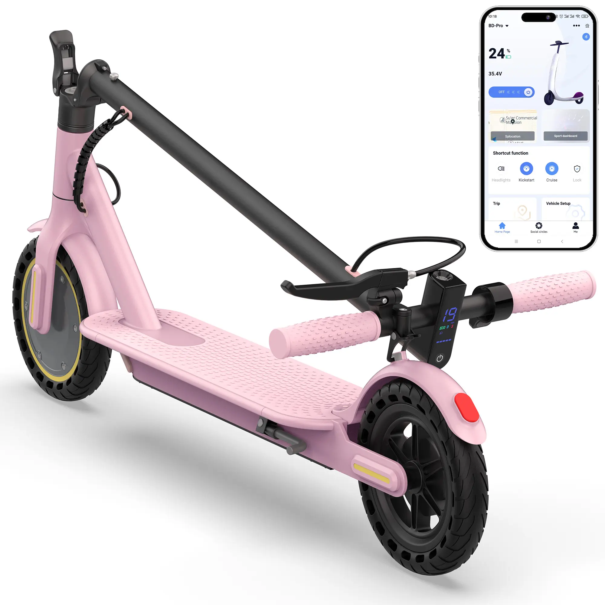 Max Pro Foldable Electric Ride On Scooter for Teens & Adults - 350W/500W Motor, 8.5/10 in Solid Tires, 19/22 MPH Top Speed, 16/25 mi Range, Dual Braking, Lightweight Portable Commuting Outdoor Sports Scooter electric scooter