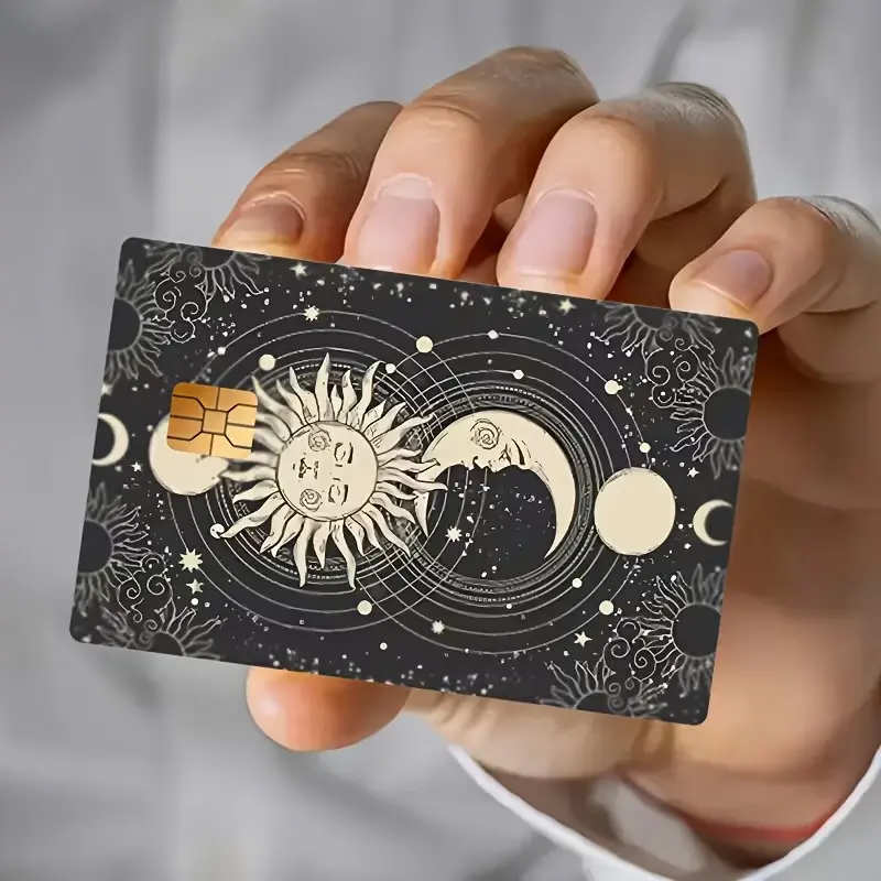 Celestial Sun and Moon Credit Card Skin Sticker, Gothic Astrology Card Cover, Cosmic Lunar Debit Card Skin, Mystical Bank Card Sticker