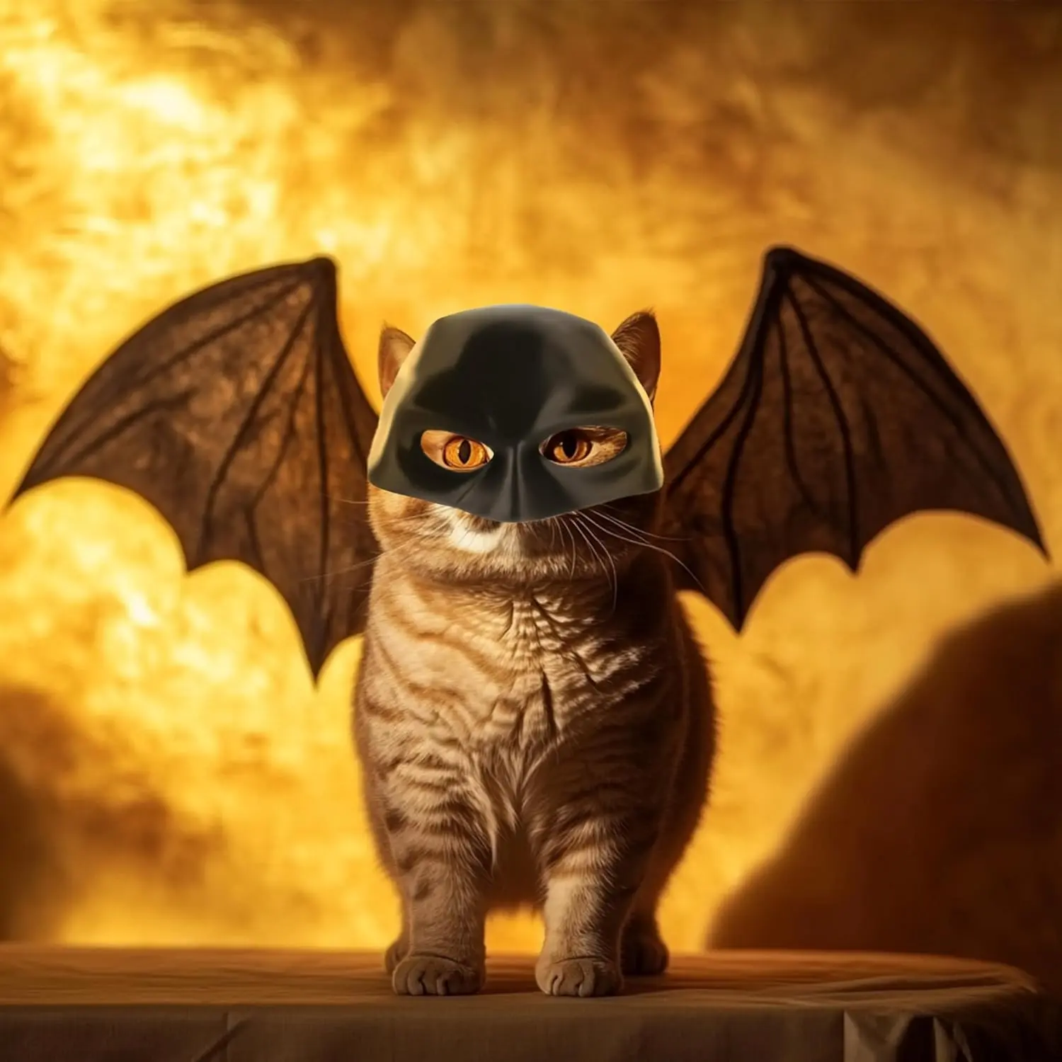 Cat Bat Mask for Cats - Medium Black Size, Lightweight Handmade Durable PLA Material, Classic Halloween Costume Accessory, Hand Wash Only for Party Events
