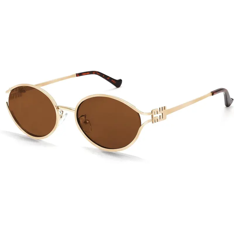 Women\'s Chunky Cream Retro Oval Sunglasses with Brown Lenses Rounded Retro Thick Rimmed Vintage Oval Sunglasses 50mm main image 4