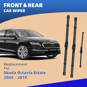 LHD Front Rear Windshield Wiper Blades For Skoda Octavia 2 3 1Z 5E 2005 - 2019 3pc Windscreen Combi Estate Accessories 2012 2016