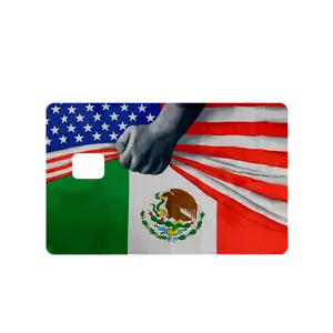 Custom Adhesive Stickers USA Mexico Collaboration Flag Credit Card Sticker - High Quality, Waterproof, Stain Resistant