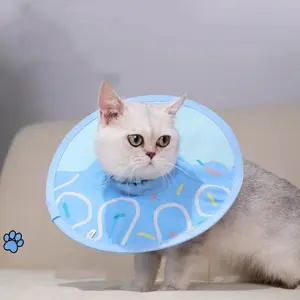Waterproof Cat Recovery Collar Adjustable Pet Cone Collar to Stop Licking Wounds Lightweight Elizabethan E Collar for Cats Dogs