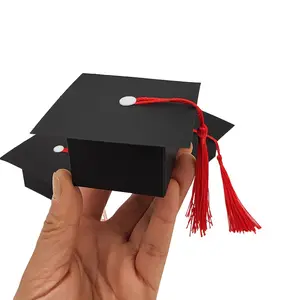 50pcs black square graduation cap boxes, graduation season packaging boxes, candy boxes, graduation cap party celebration return gift packaging boxes, black cardboard square paper boxes