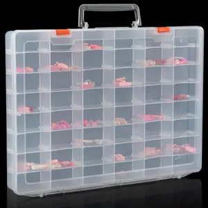 Large 48 Grids Clear Plastic Organizer Box with Dividers, Adjustable Compartment Plastic Arts Crafts Storage Containers for Hobby Small Parts,  Bead Tackle Organizer Storage Box Case