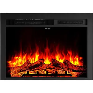 VEVOR 35 inch Electric Fireplace Insert, Recessed Wall - Mount, 5000BTU Indoor Heater with Adjustable Realistic Flame Colors Brightness, 8h Timer, Tempered Glass, 750W/1500W Dual Heat, Black