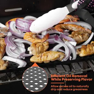 2PCS Grill pan, BBQ Grill Topper for Outdoor Grill with Hole, Non-stick enamel coating, suitable for picnicking, camping, yard (2 pieces)