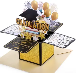 Graduation Pop Up Card with Envelope, 3D Card Congrats Grad Card, Pop Up Graduation Card 2026 for High School College University PHD Graduates