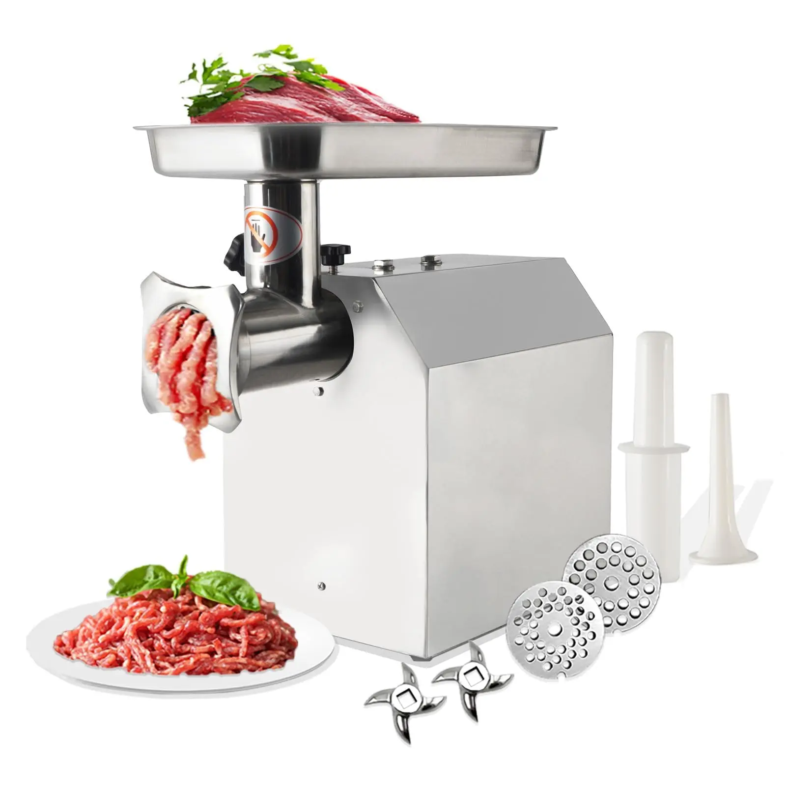 Garvee Commercial Electric Meat Grinder - 1500w Copper Motor, 180KG/h High Capacity, ETL Certified Heavy Duty for Home Kitchen & Professional Use, Includes Sausage Making Accessories, 1500W Power
