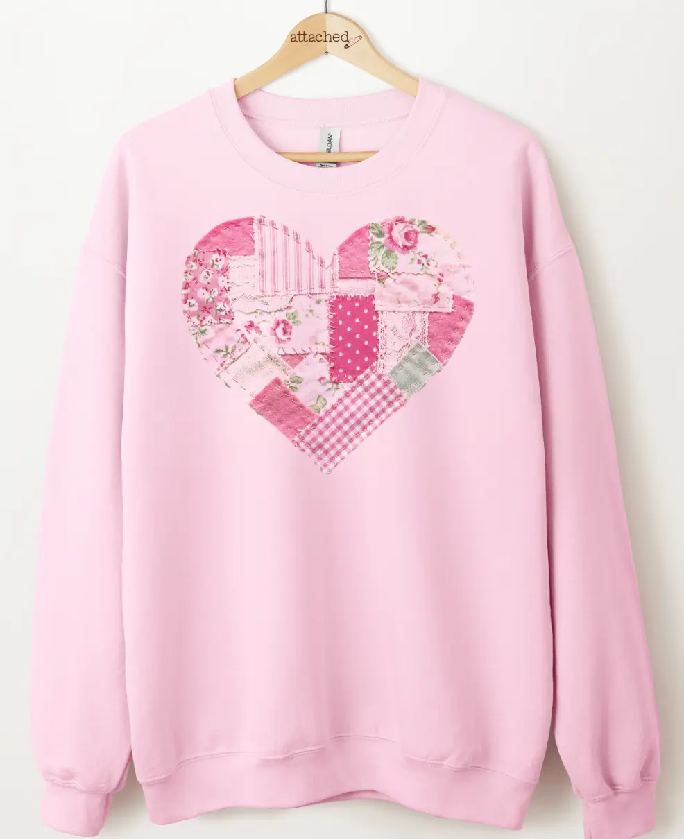 Faux Patchwork Heart Graphic Top Faux Patchwork Heart Graphic Top