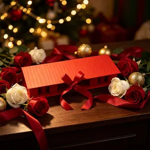 Mother's Day Flower Chocolate Gift Box, Rectangular Flip Cover Striped Creative Empty Box, Ideal for Birthday Gifts Packaging