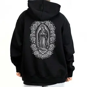 Virgen Guadalupe Chicano Clothes Chicana Rose Unisex Hoodie Medium Heavy Sweatshirt T Shirt for Men & Women