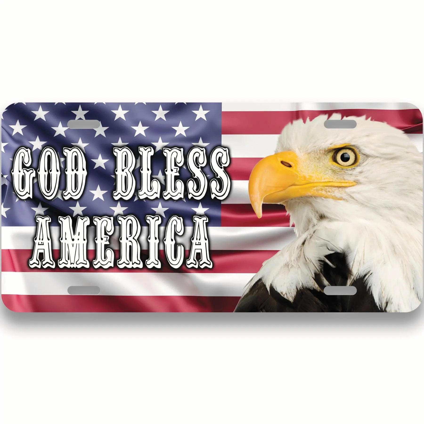 God Bless America Bald Eagle License Plate - 12"x6" License Plate Aluminum Standard Fit - For Car Truck Vanity Plate - Car Accessory Universal Fit - Gift Idea - Novelty Plate - PLP0045