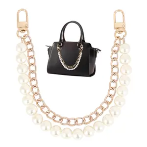 Faux Pearl Bag Chain, Luxe Decorated Handbag Strap, Fashionable Chain Strap for Purse, Shoulder Crossbody Bag, Short Handle Replacement Charms Accessories for Women