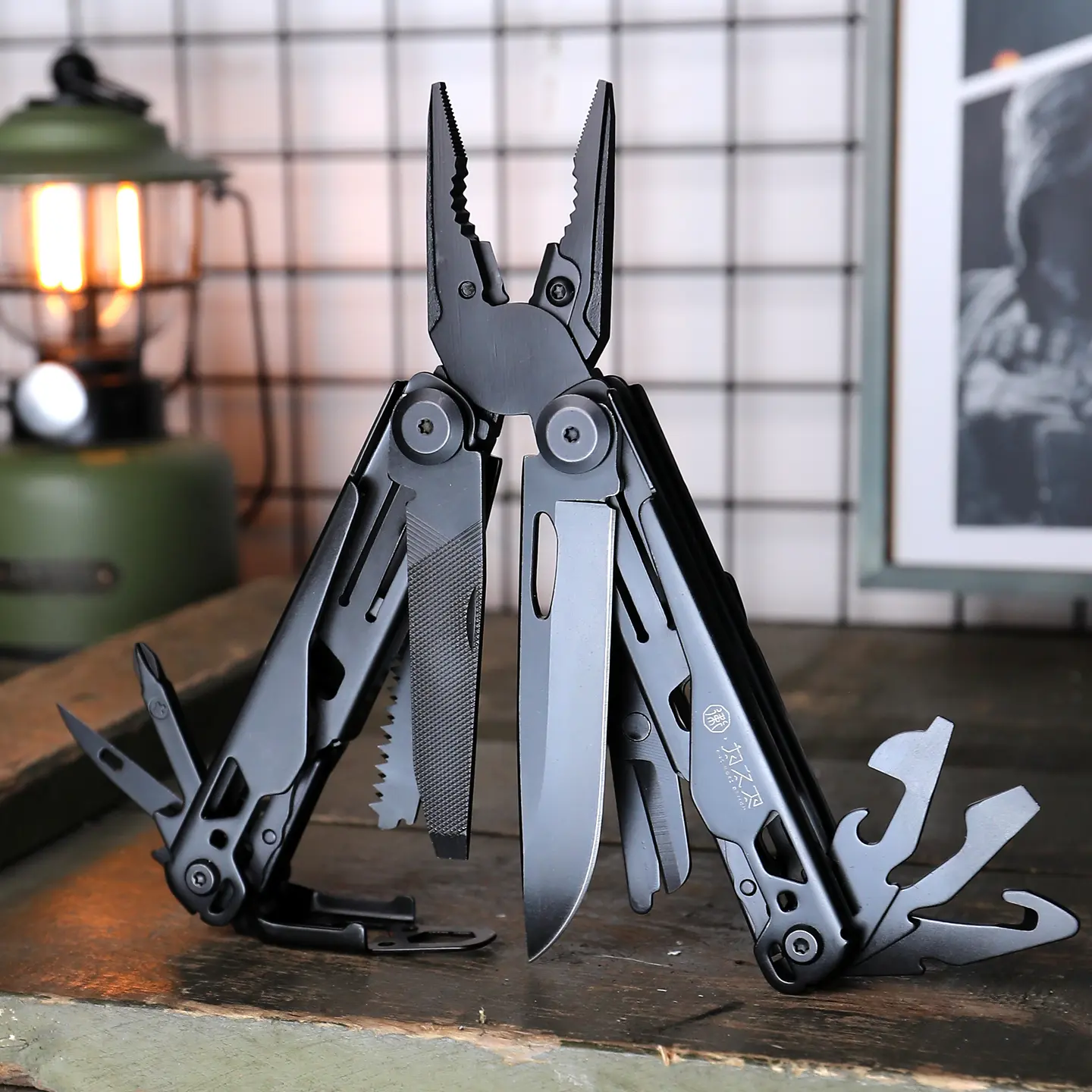 WESVE MT-02 Compact 18-in-1 Toolset Pocket-Sized EDC Multitool - 440A Stainless Steel Rust-resist Coat Folding Knife, Scissors, Saw, Screwdrivers, Serrated Blade, Bottle/Can Opener, Awl, Nylon Belt-Back Clip - Portable Hiking/Camping DIY Repair Gear