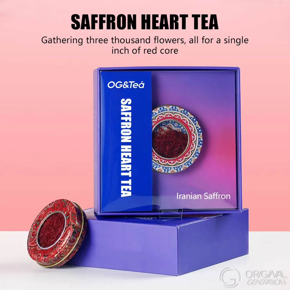 OG 2.0 Saffron Heart Health Tea Beverages - 1 Carton (1g), High-Altitude Hand-Picked Natural Pollution-Free Saffron, Supports Blood Circulation, Saffron Fruit & Herbal Tea