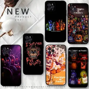AmineF- Fnaf F-Five-nights-At-Freddys Phone Case For iphone 17 16 15 14 12 11 Pro Max Plus Black Shell Cover Case