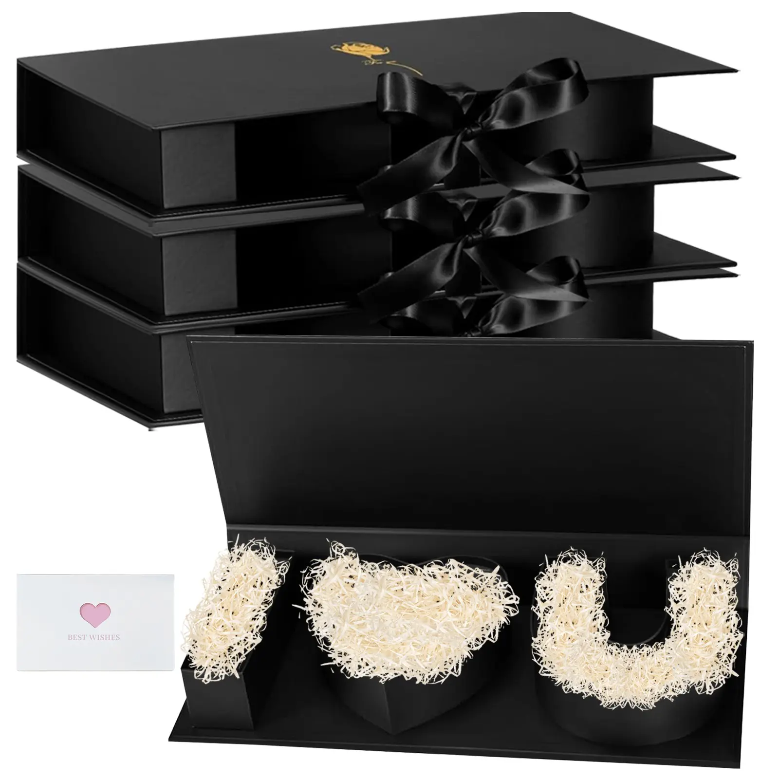 Creative Mother's Day Gift Packaging Idea Fillable "iloveu" Letter Shaped Gift Boxes (black)