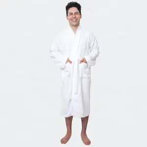 GOLD TEXTILES Premium Terry Cloth Robe for Men's Lightweight Bathrobe with Adjustable Belt & Collar Cozy Comfort Long Sleeve Cotton Robe with Pockets