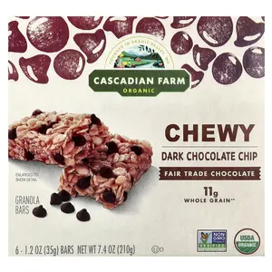 Cascadian Farm Organic Chewy Granola Bars, Dark Chocolate Chip, 6 Bars, 1.2 oz (35 g) Each