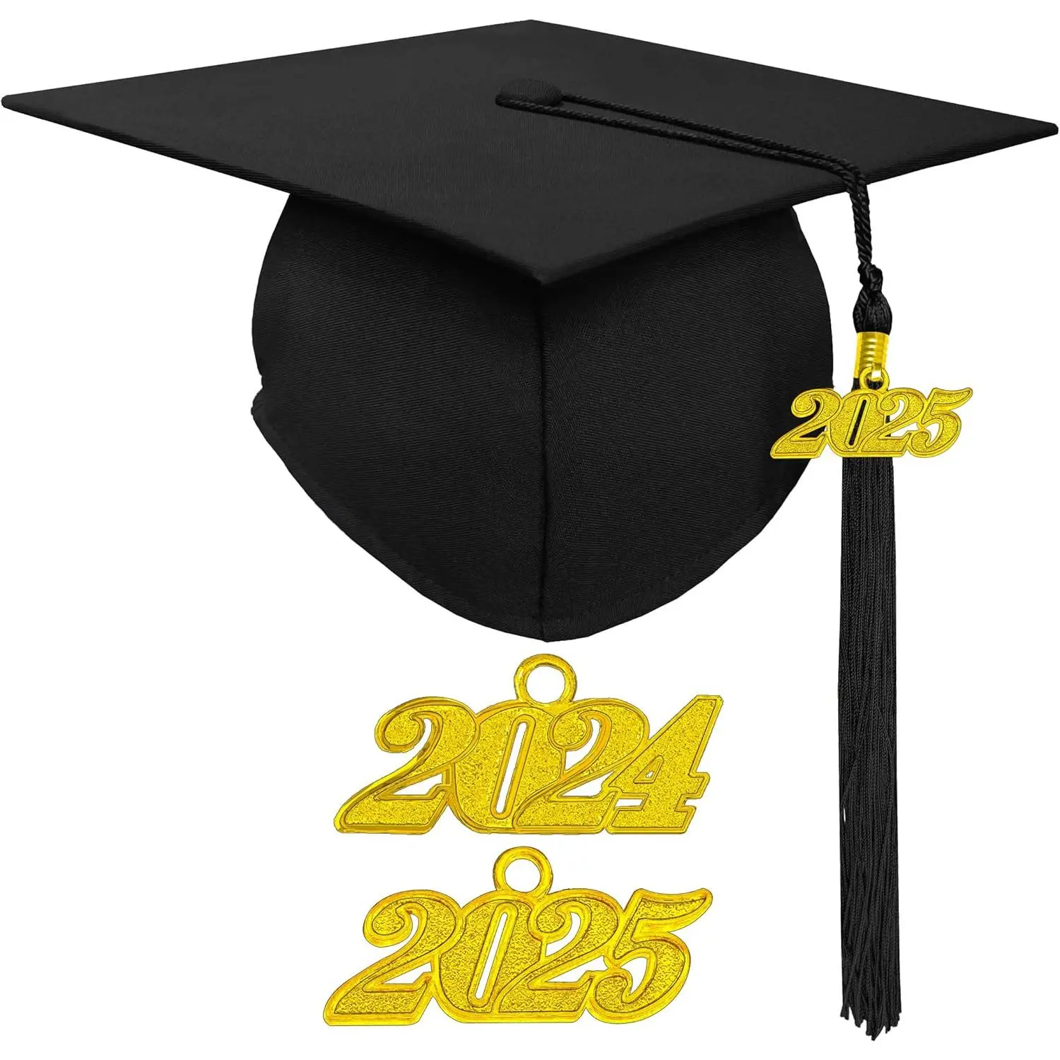 Matte Unisex Adjustable Graduation Cap with 2024-2025 Tassel, Fashion Accessory Hat