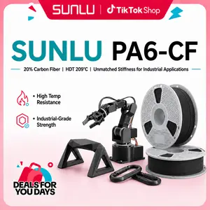 SUNLU PA6-CF Carbon Fiber Engineering Filament​ 1KG 1KG – ​Combines 80% PA with 20% carbon fiber, 175°C Heat Resistance​ | ​Drone Frames, Automotive Gears, Robot Actuators​ | Industrial-Grade Wear Resistance & Low Warping 8593