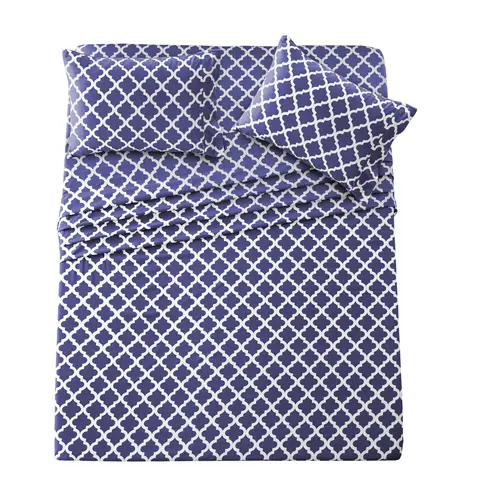 LDC LUX DECOR COLLECTION 4-Pc Quatrefoil, Floral & Paisley Decorative Bedding Set - Multi-Size, 16" Deep Fit Sheets with Pillowcases - Polyester, Wrinkle-Free, Breathe Easy, Cooling Hotel Luxury Summer Gift