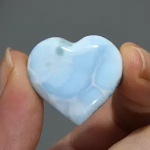 51ct 26mm Natural Larimar Crystal Puffy Heart, Dominican Republic e15