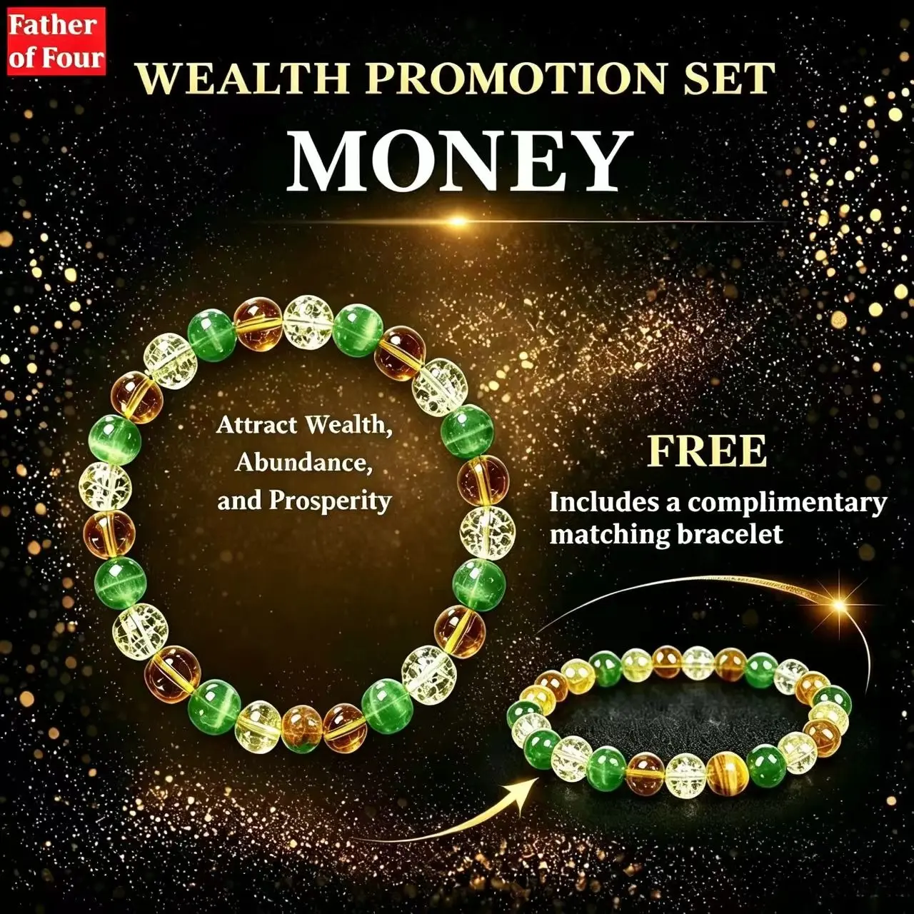 【Buy 1 Get 1 Free】Money Attraction Stone Bracelet Set - Green Aventurine & Tiger Eye Crystals, Energy Colorblock Beaded Costume Jewelry, Good Luck & Abundance Encouragement Gift, Stone Bracelets, Crystals Bracelets