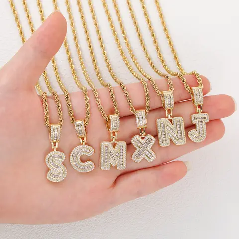Personalized Initial Necklace for Men & Women, Sparkling Gold Letter Pendant Necklace, Elegant Everyday Jewelry Gift