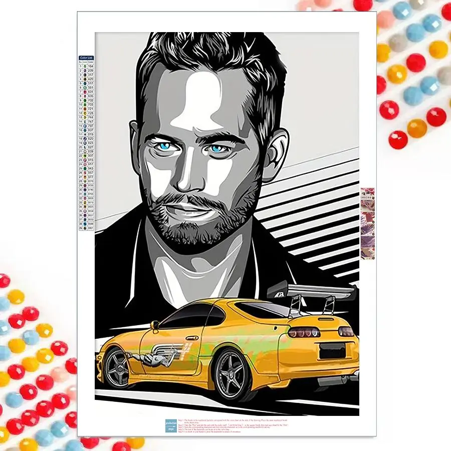 5D DIY Diamond Arts Colorful Painting Kit, 1 Set Car & Character Pattern Diamond Arts Colorful Painting without Frame, Handmade Art Craft for Home Decor, Diamond Pattern Design, Diamond Painting Kits