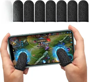 8PCS Gaming Finger Sleeves | 0.15mm Silver Fiber for PUBG Mobile Touchscreen Devices | Anti-Sweat Thumb Sleeves Ergonomic Smooth, Extremely Thin Fit Ultra Breathable for COD, Free Fire (Dedales Gamer)